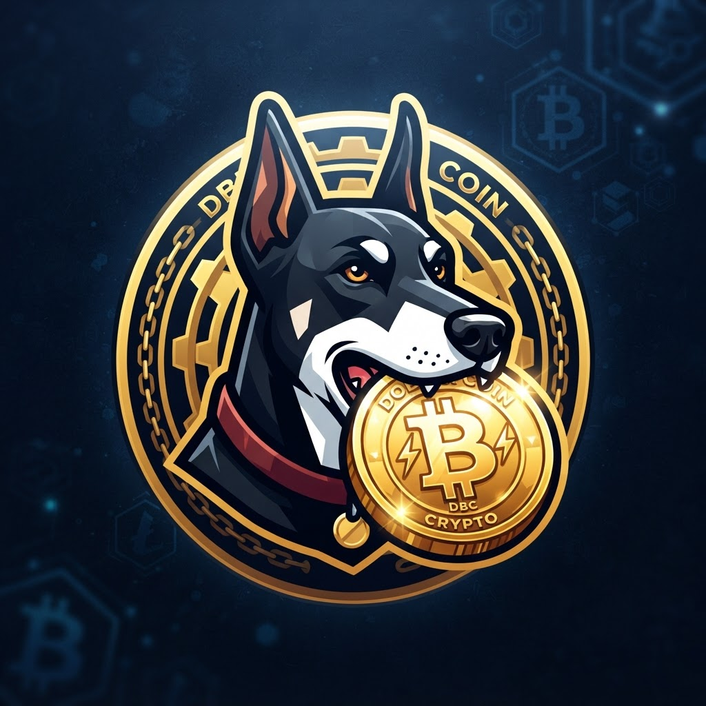 BINGOCOIN logo, a dobermann biting a golden coin